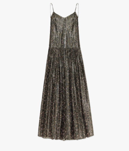 "Floating Lights" Retro Paisley Print Silk Holiday Sling Dress-5
